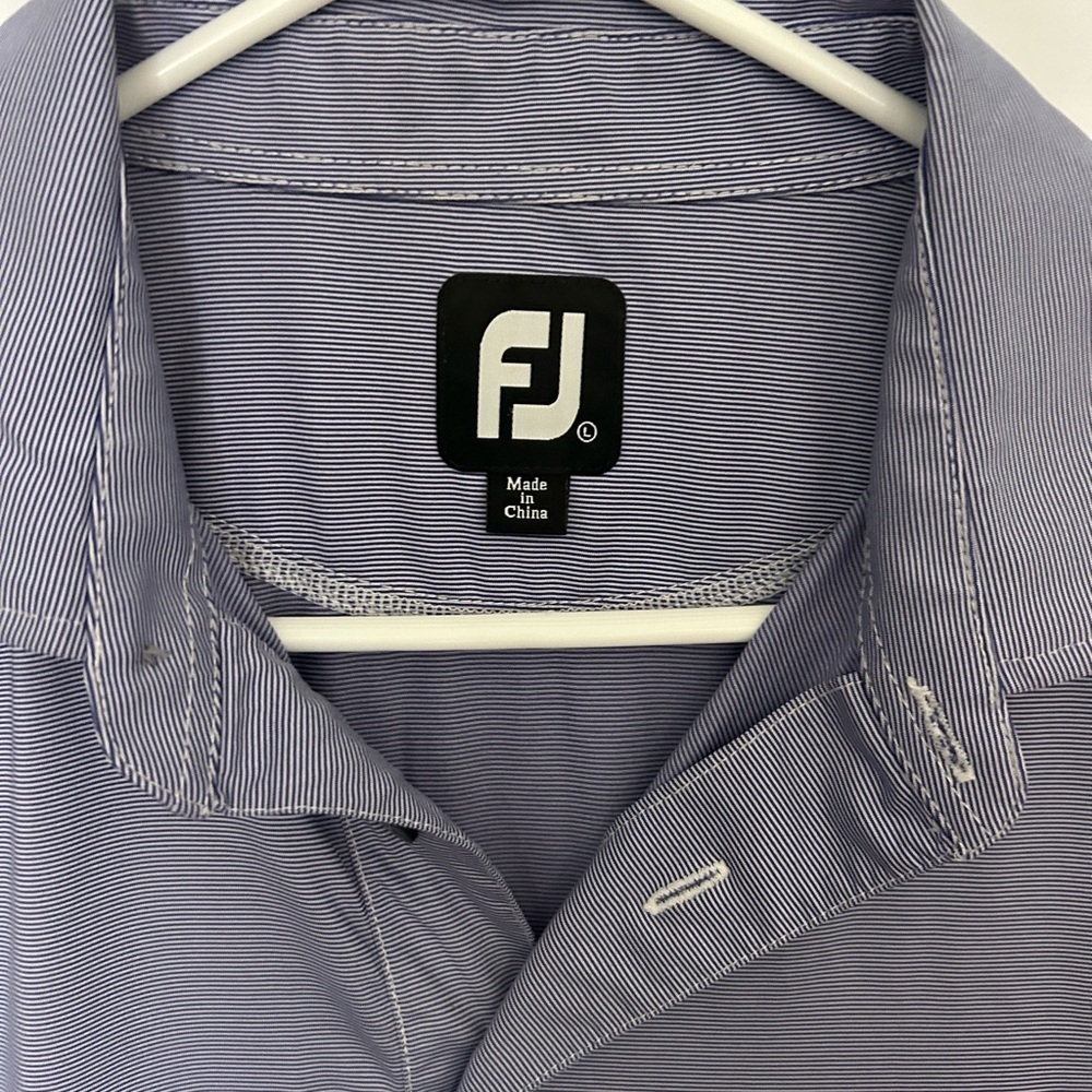 FootJoy ProDry Performance golf polo shirt in a blue and white stripe L - Picture 4 of 5